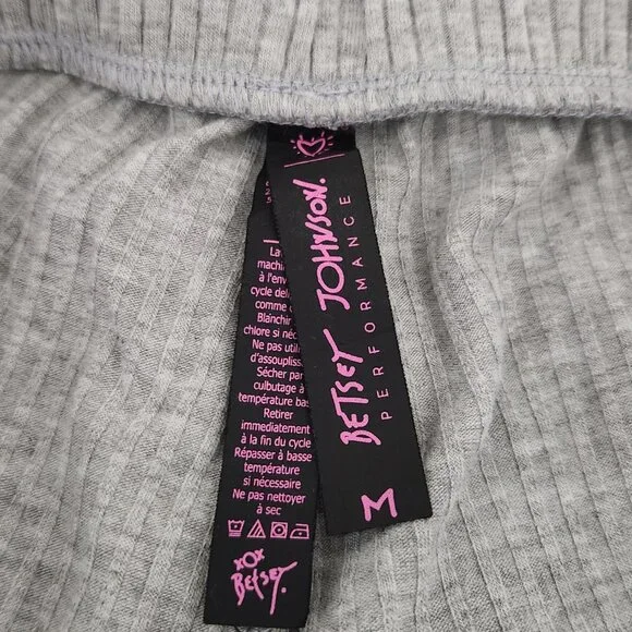 Betsey Johnson Performance Size M Gray Rib Wide Leg Stretch Cropped Pants - Picture 6 of 7
